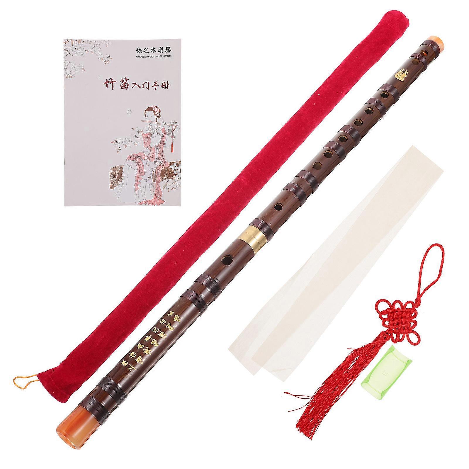 Flute Dark Brown Bamboo Instrument Practice Performance 57.00X2.30X2.30CM Durability 1Pack