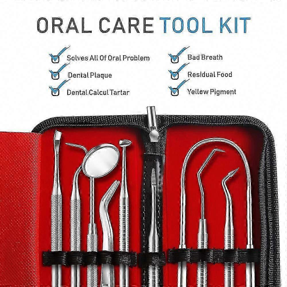 9パックのプロフェッショナル歯科用ツール、歯科医および家庭用のステンレス鋼歯科衛生キット