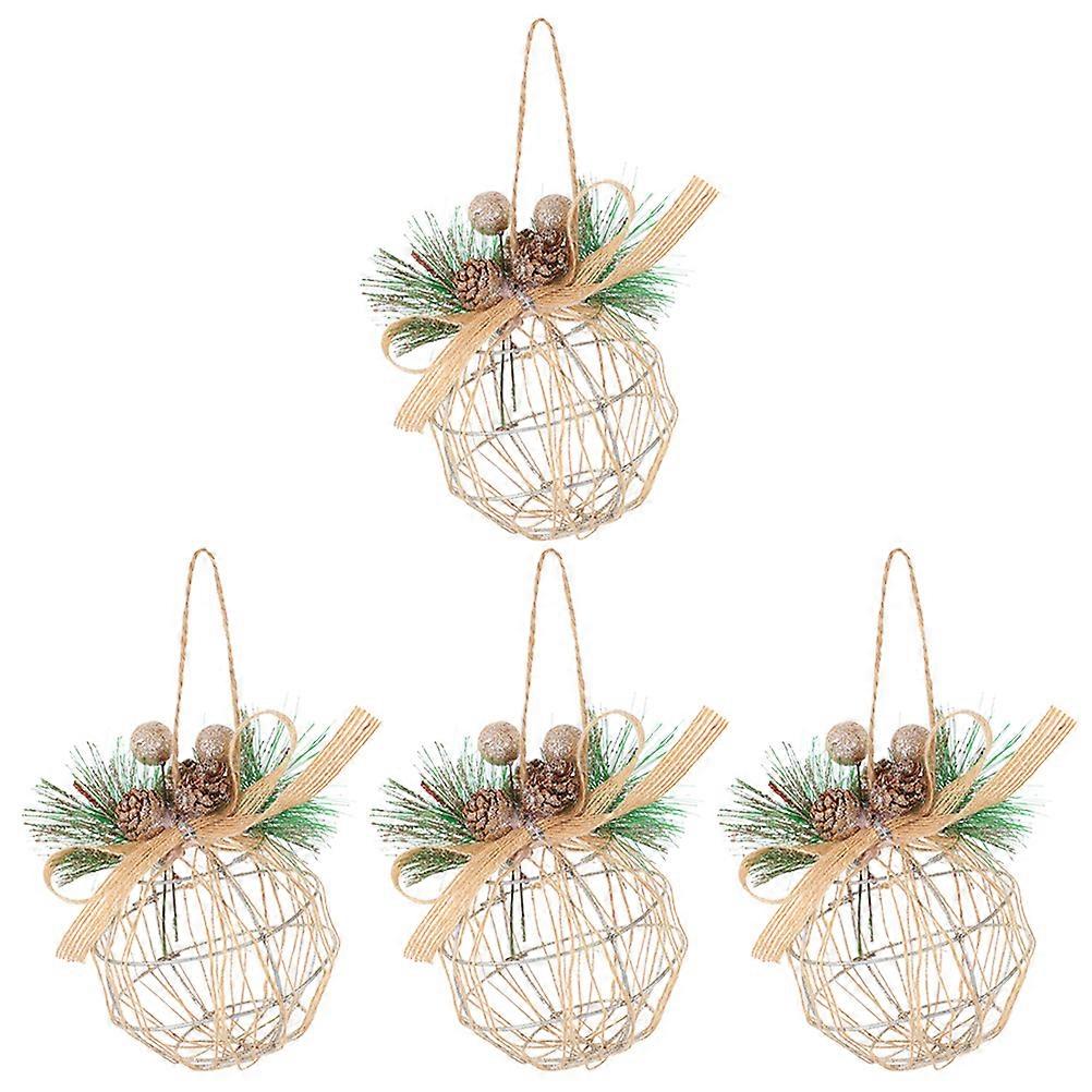 Hanging Christmas Ball Ornaments For Festive Atmosphere And Home Decoration Multi Color Design 4Pcs Set