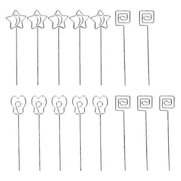 15 pcs table number holder cute shape electroplating process practical photo stand for office anniversary party silver