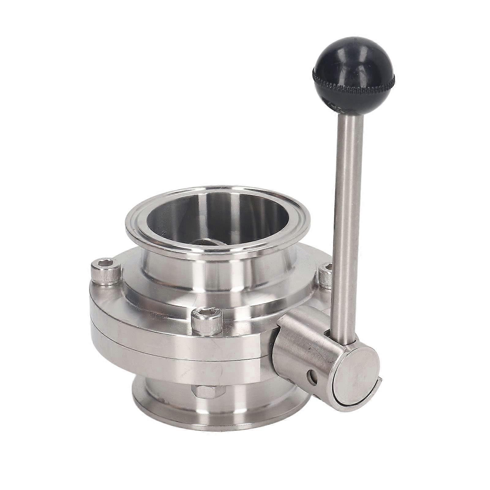 Stainless Steel Flow Control Valve Tri Clamp Manual Handle with Silicone Gasket 304 SS, PN1.6, 150°C (OD 76mm)