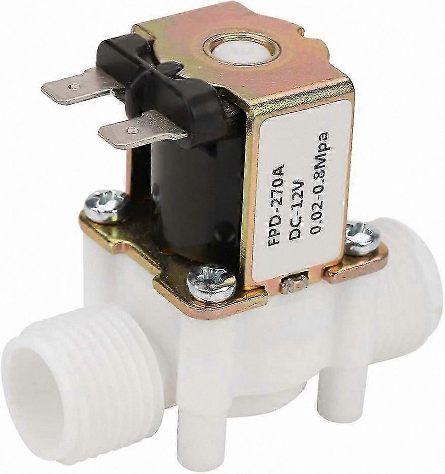 12V DC Normally Closed Solenoid Valve, G1/2" Plastic Water Inlet Valve, 0.02-0.8 MPa Electric Control Valve for Water Flow Regulation