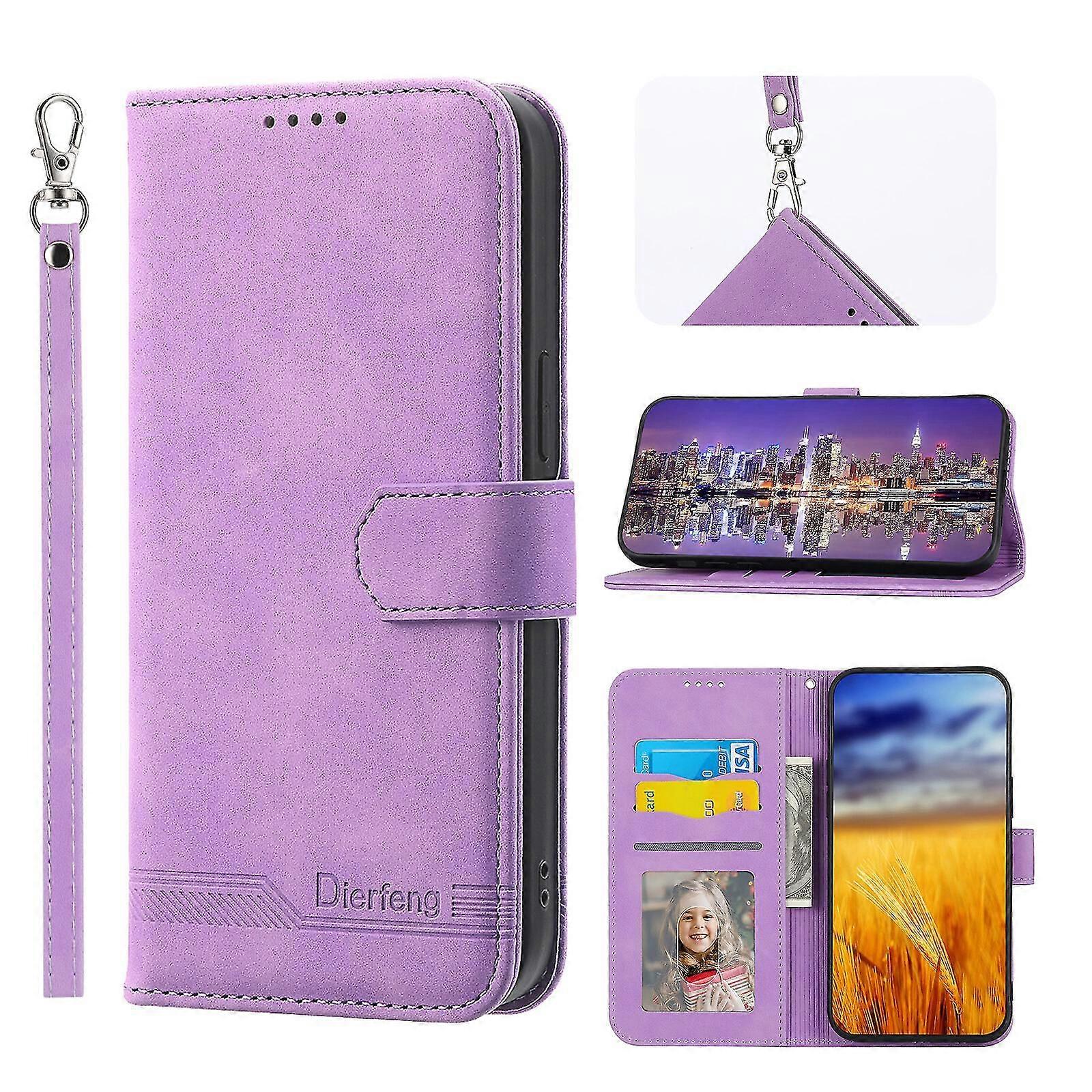 For iPhone 12 Pro Case, Leather Wallet Flip Case With Strap