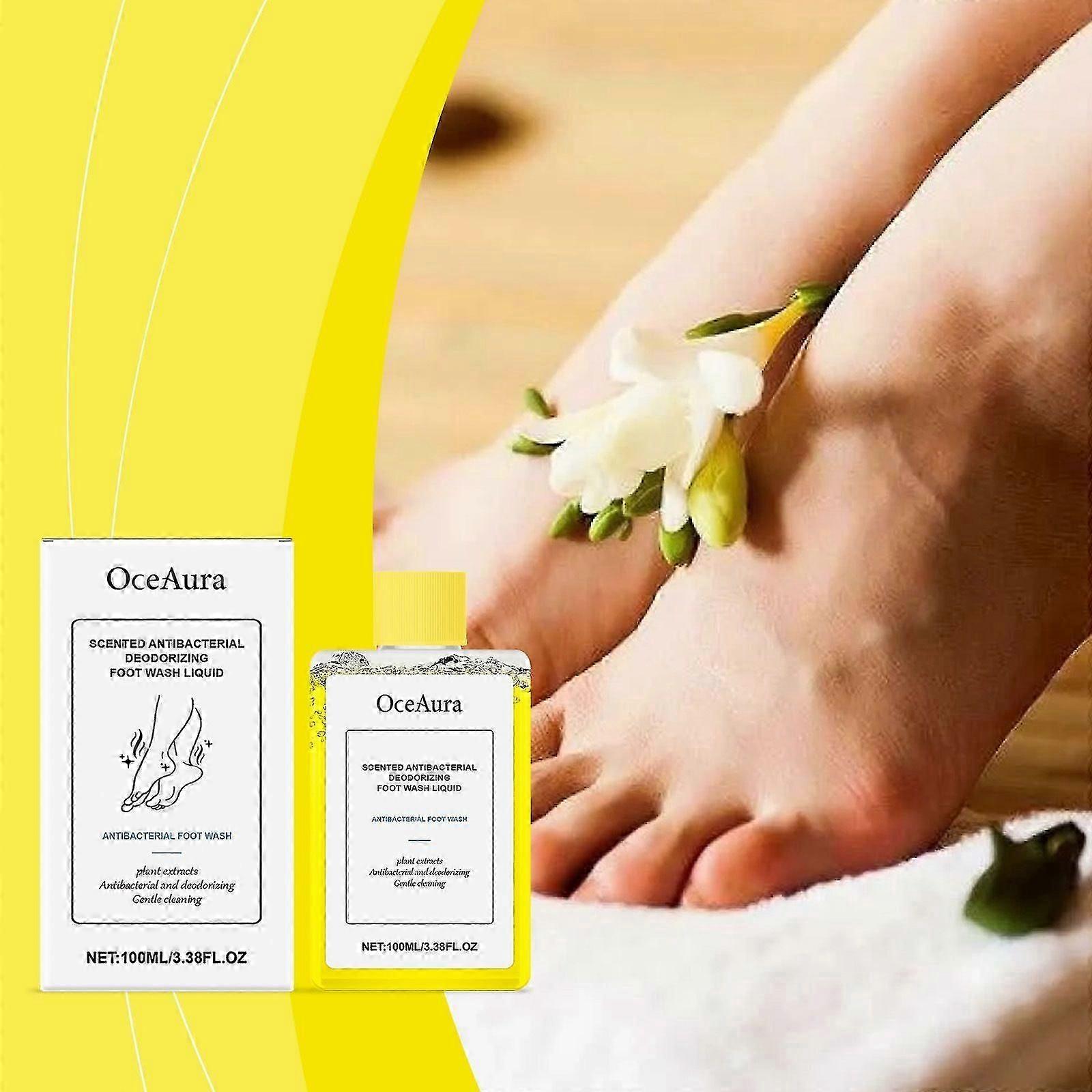 Antibacterial Deodorizing Foot Wash with Dandelion & Chamomile 100ml Refreshing & Gentle Cleanser for Odor Control, Moisturizing & Sensitive Skin Car