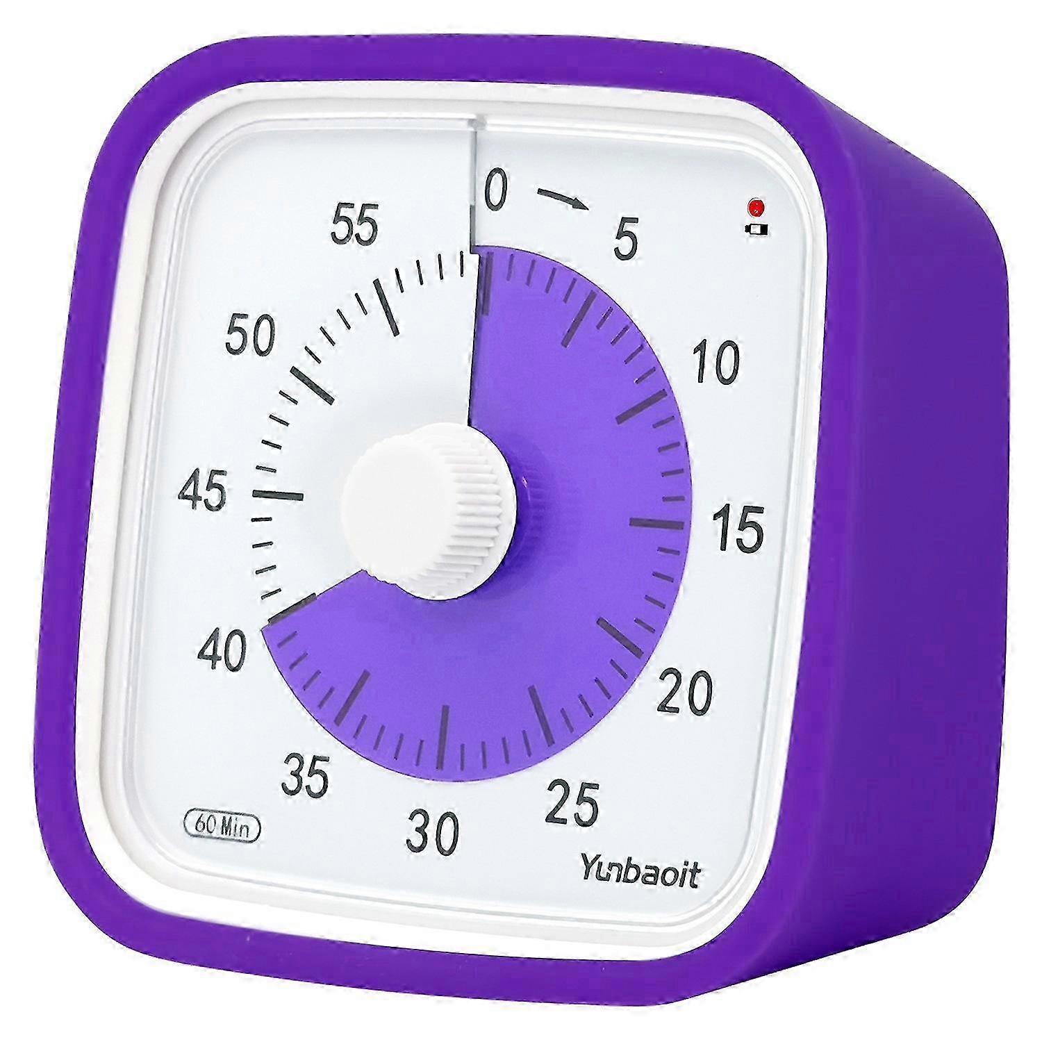 YUNBAOIT VT01 Visual Timer with Night Light 60 Minutes Countdown Timer Silent Time Management Tool (W (Purple)
