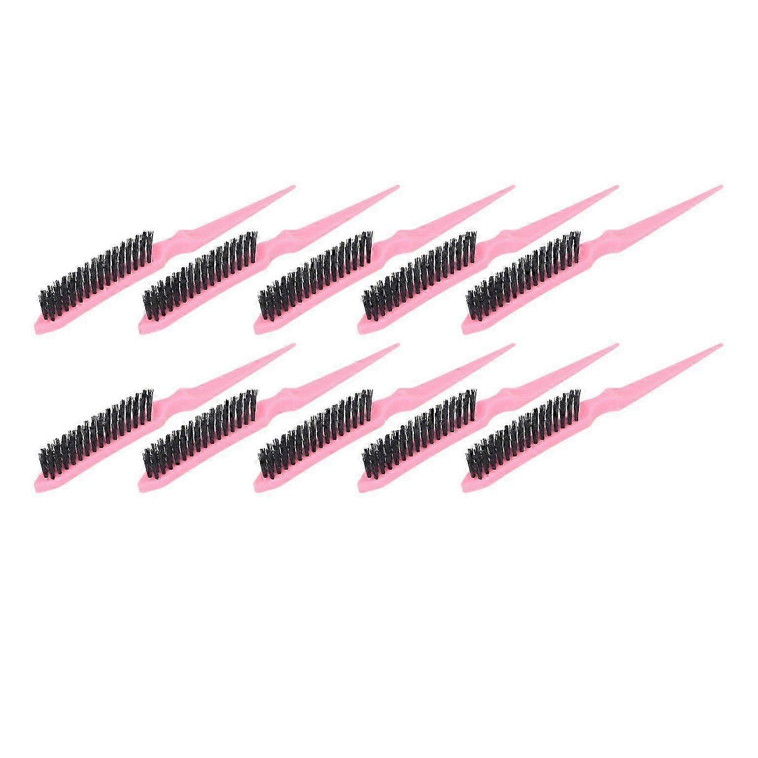 10-Pack Nylon Hair Teasing Brush - Three Row Salon Teasing Brushes