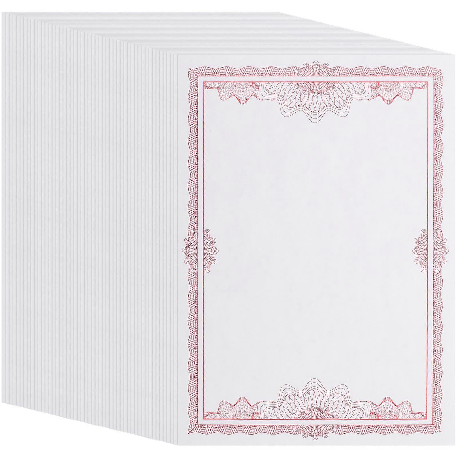 Red Certificate Paper for Achievement Awards with Floral Borders for Decor 50 Sheets
