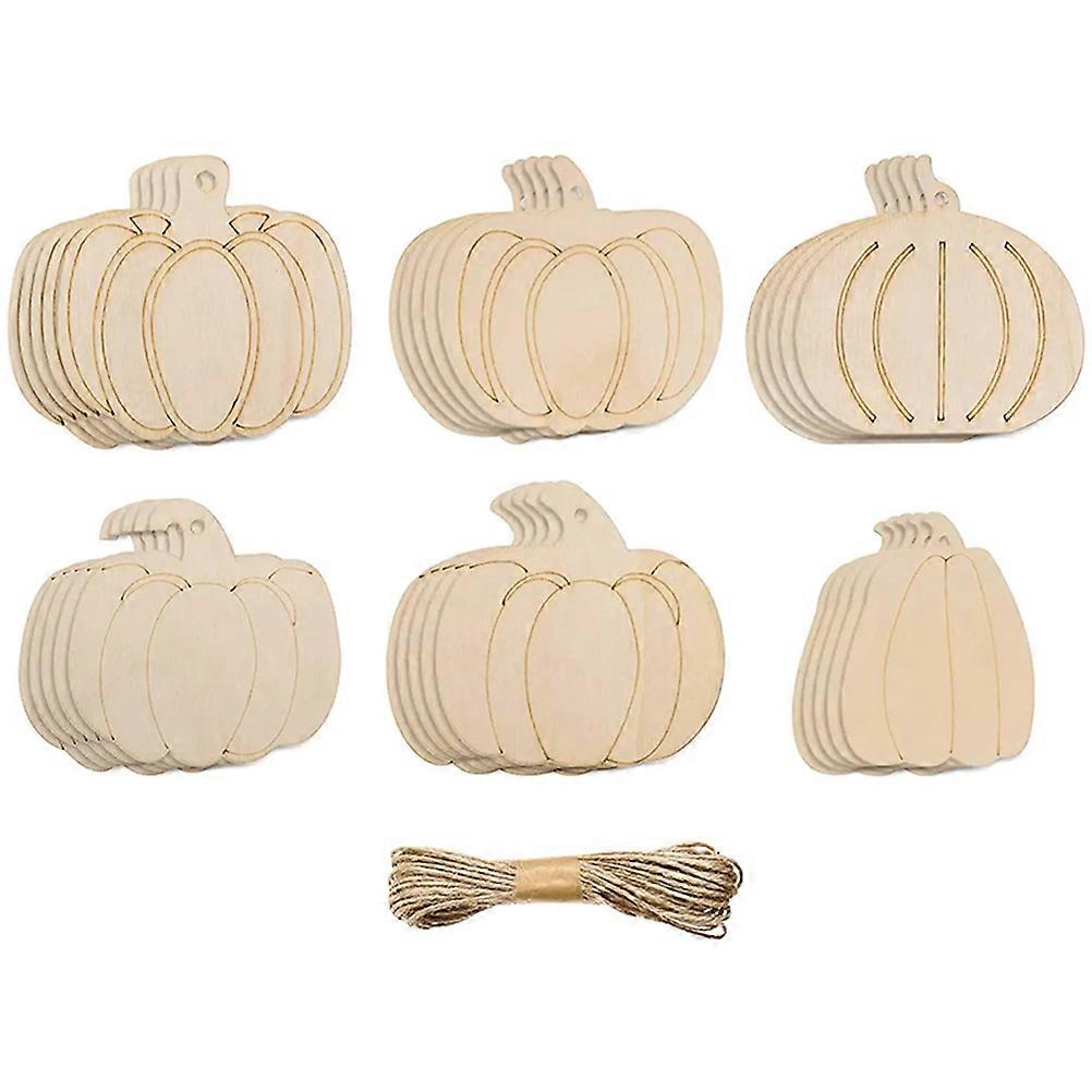 DIY Unfinished Pumpkin Wood Cutouts for Creative Decoration and Graffiti Beige Color 1 Set