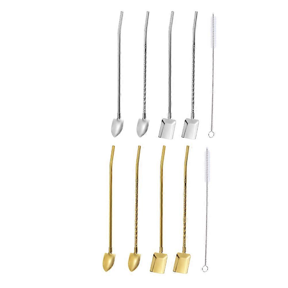 Straw Shape Stainless Steel Utensils for Household Users in Assorted Color for 1 Set