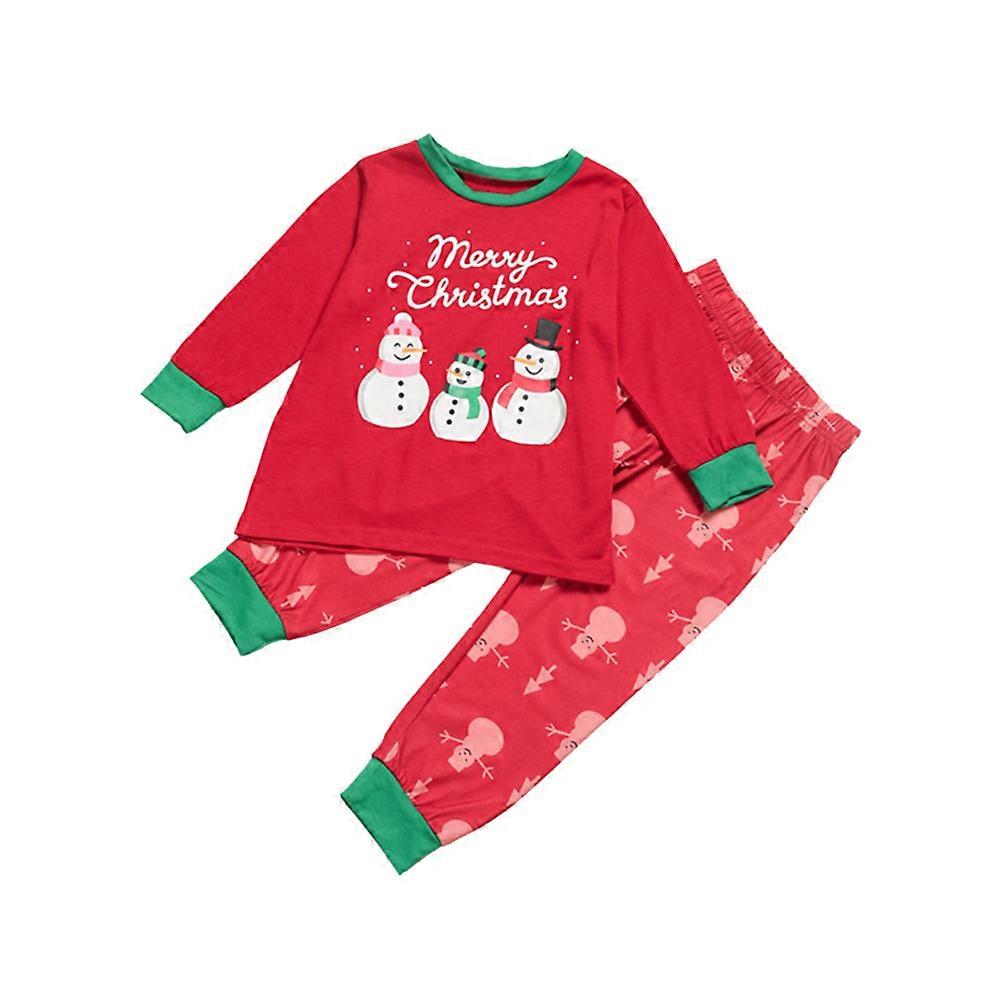 Snowman Pajamas For Family 1 Set Christmas Costume XL Red Warmth Home Use
