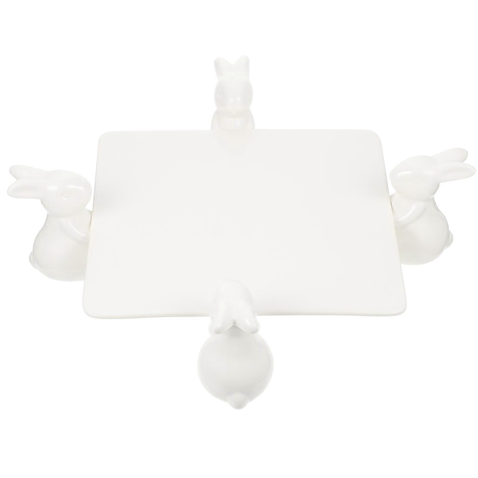 1 Set Easter Dessert Tray Suitable For Home Decoration Rabbit Shape Display Plate In White
