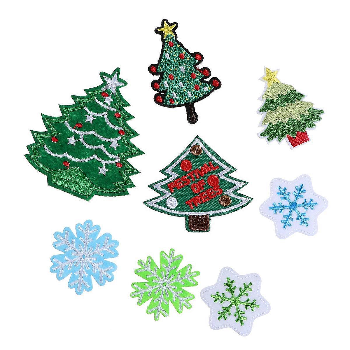 Durable Assorted Color Christmas Patches for Decoration On Snowflake and Tree Embroidered 40 Pcs