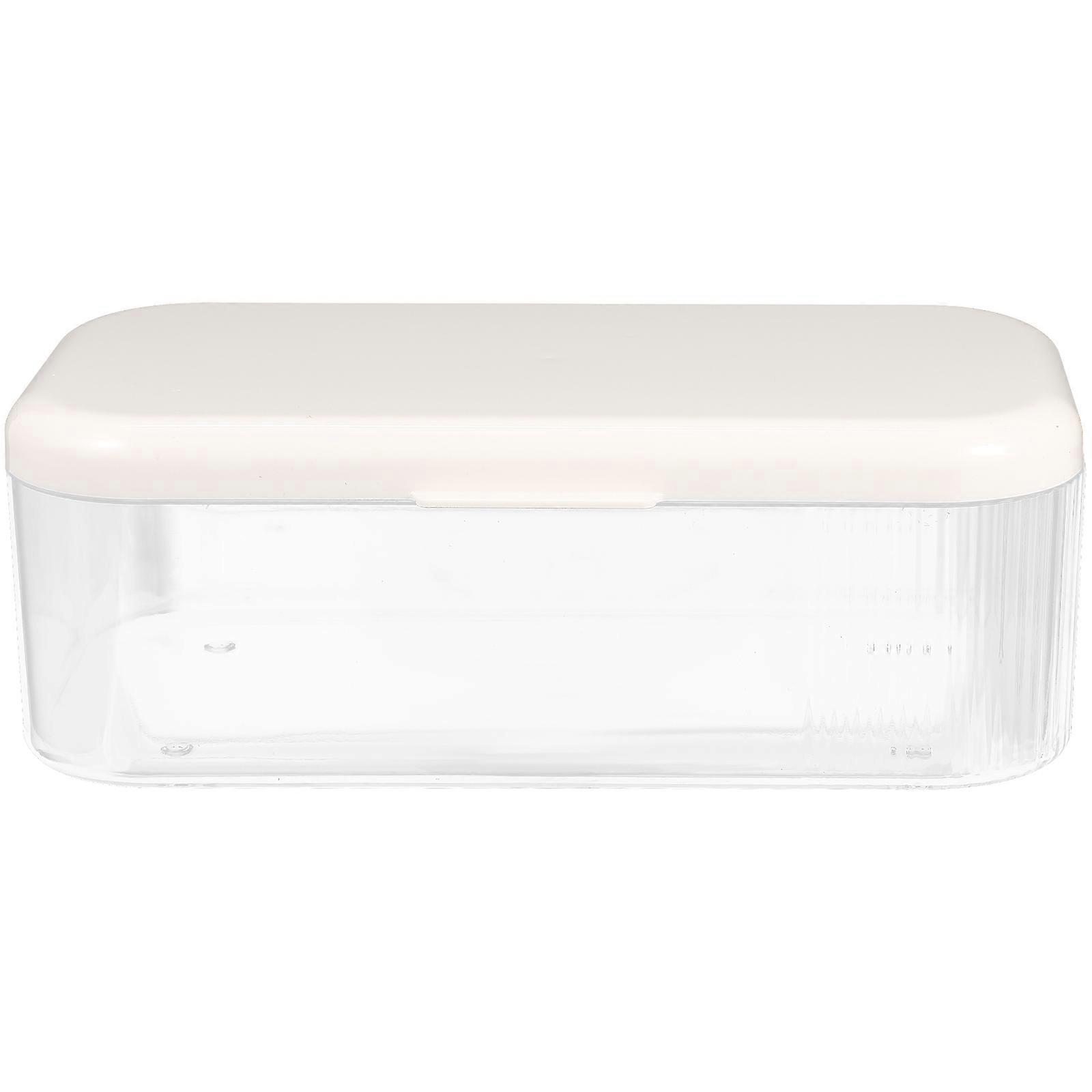 White Material Home Makeup Organizer with Lid for Storing Small Sundries 7.8 x 5.1 x 4.9 Inches