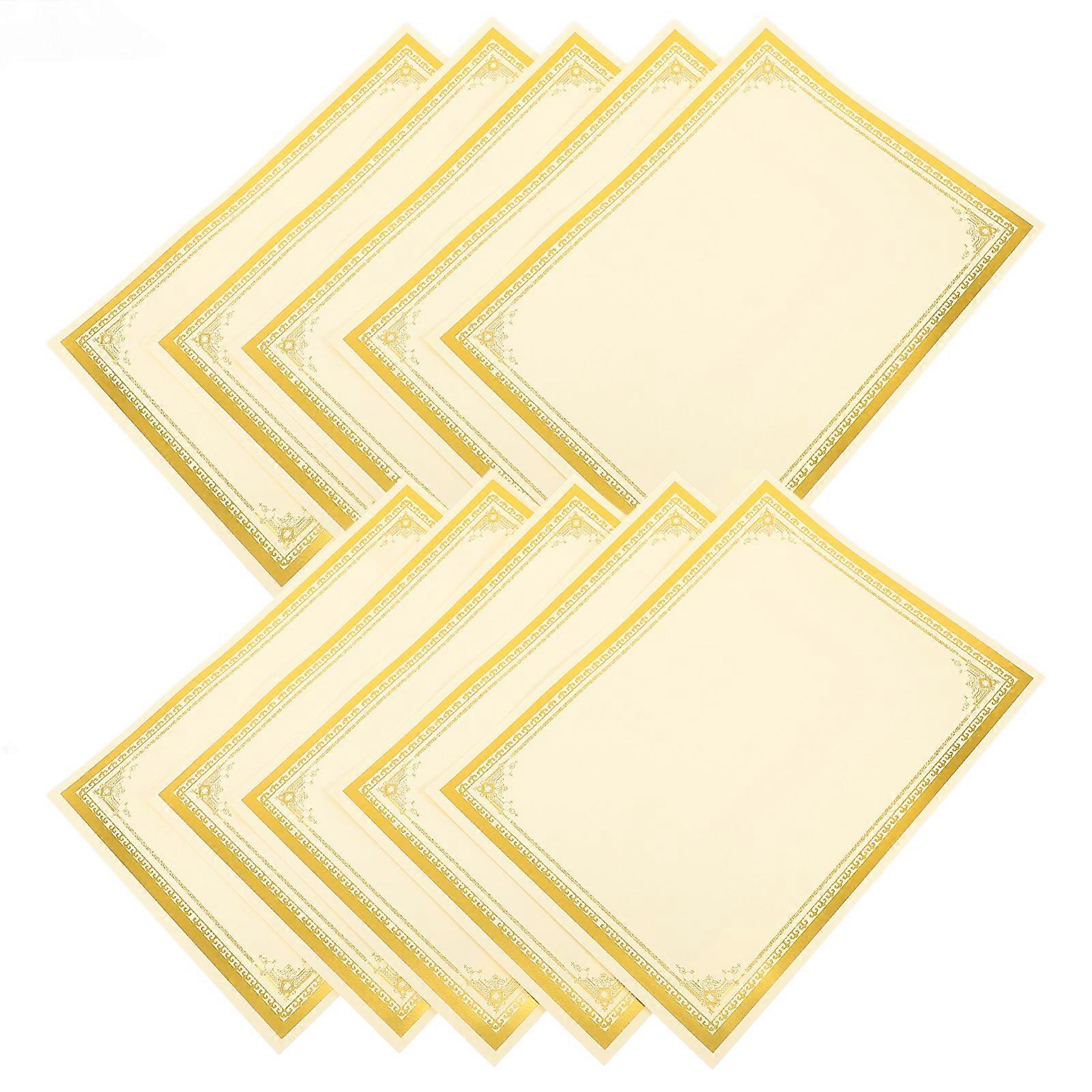 Blank Certificate Paper 10Pcs For Academic Awards Camp Certificates Printable Rectangular Golden