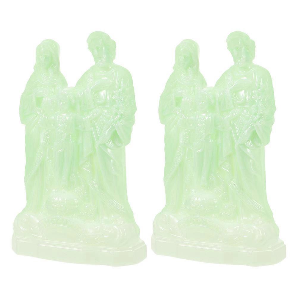Elegant European Design Glow in the Dark Plastic Statuette for Decor Light Green 2pcs