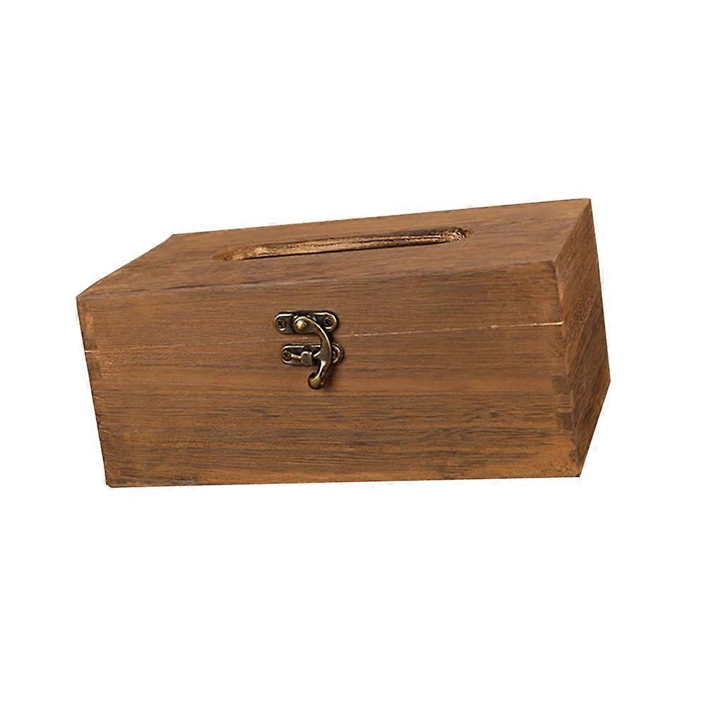 Retro Tissue Box Case For Bathroom And Car In Light Brown Bamboo Material That Holds Tissues Securely 1Pcs