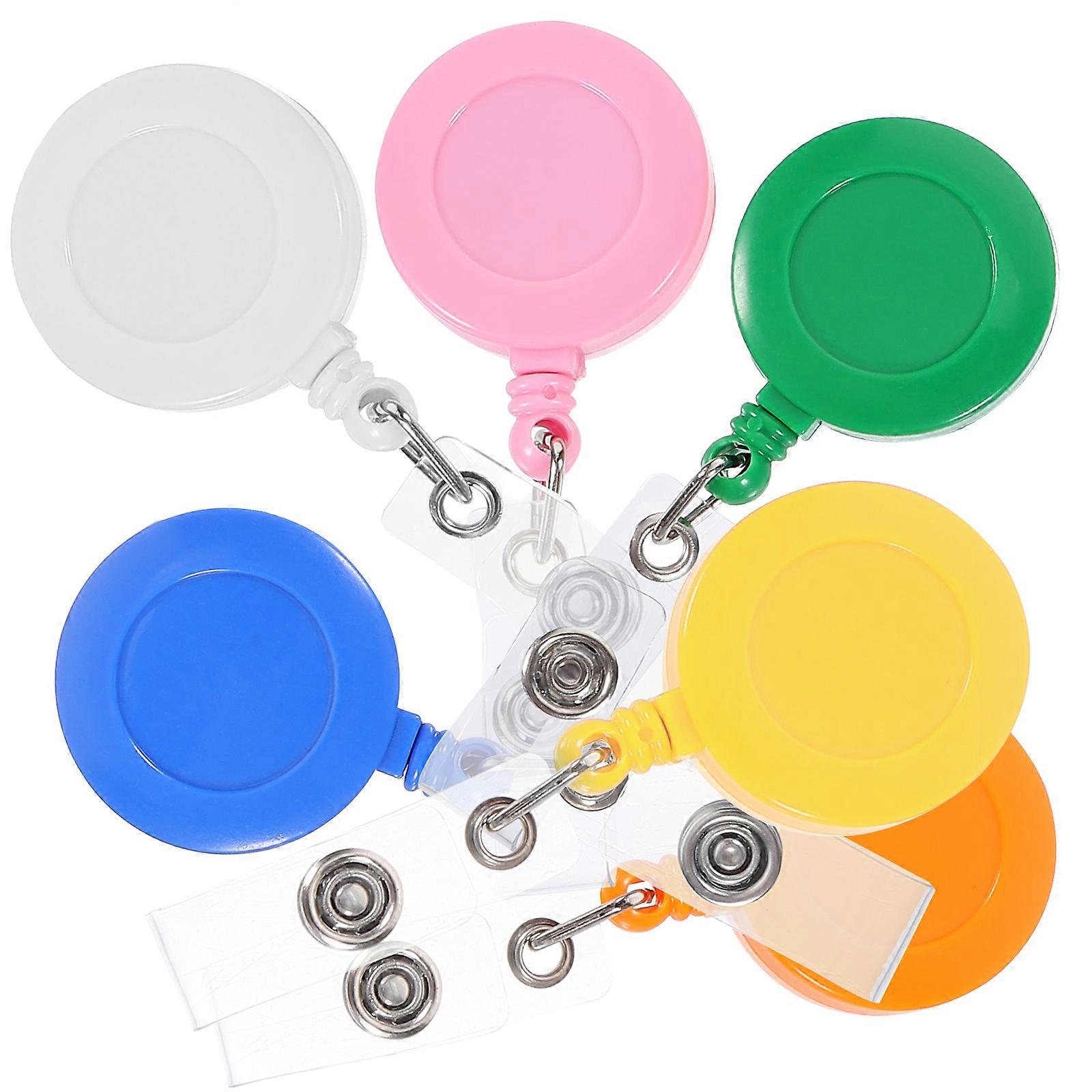 6Pcs Decorative ID Card Clip Badge Reel Holder For Office Lightweight Assorted Color And ABS Composition