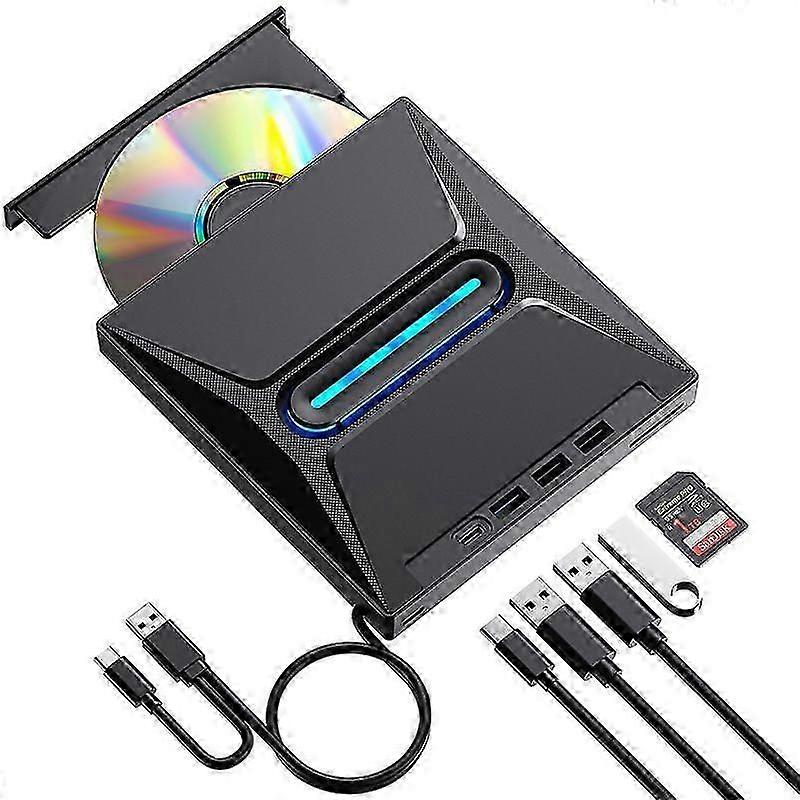 External CD DVD Drive for Laptop, 5-in-1 USB C Portable USB 3.0 CD/DVD +/-RW Drive/DVD Player