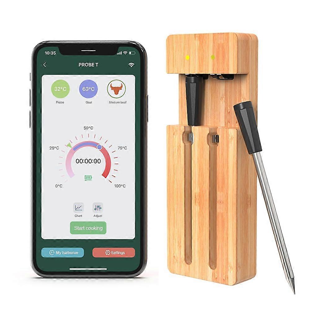 Smart Wireless Meat Thermometer with 2 Probes, APP Control, Waterproof, TypeC