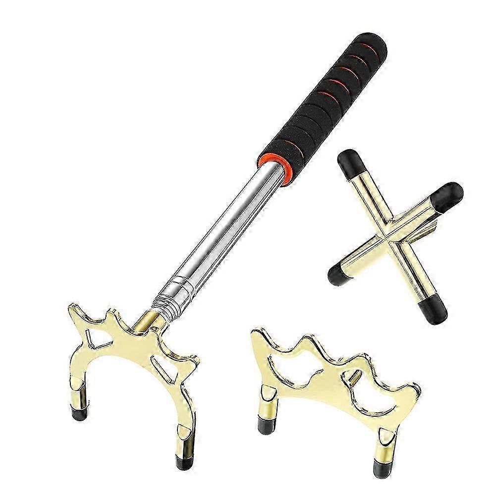 Retractable Billiard Cue Stick Bridge with 3Pcs Removable Brass Bridge Head Billiard Table Pool Cue