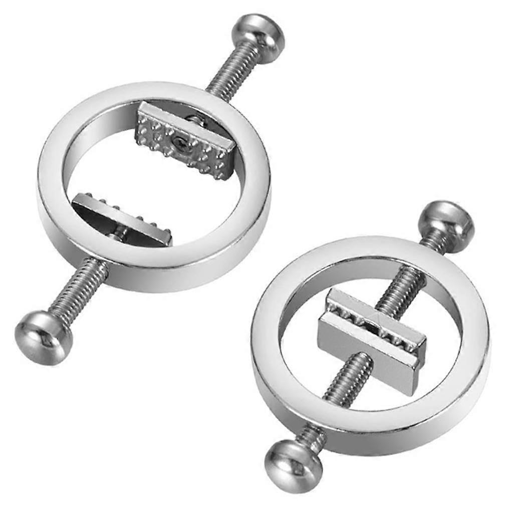 Metal Round Nipple Clamps Non-Piercing Nipple Ring Shield for Body Piercing Jewelry Adult Games, Adjustable Size, Durable Material