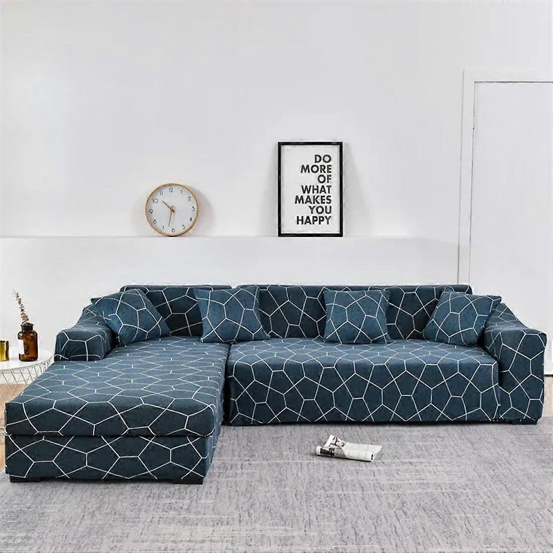 1PC Geometric Elastic Sofa Cover LShaped Corner Couch Cover 1/2/3/4 Seater Color 2 1Seat 90140cm