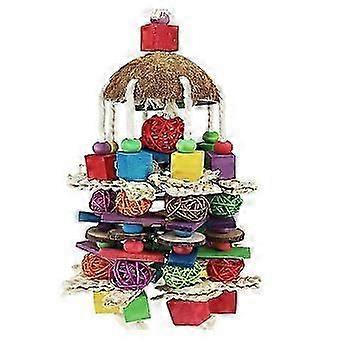 Parrot Bird Toys- Natural Wood Bird Block Toys Bird Chewing Toy Hanging Bird Bite Toys for Macaws
