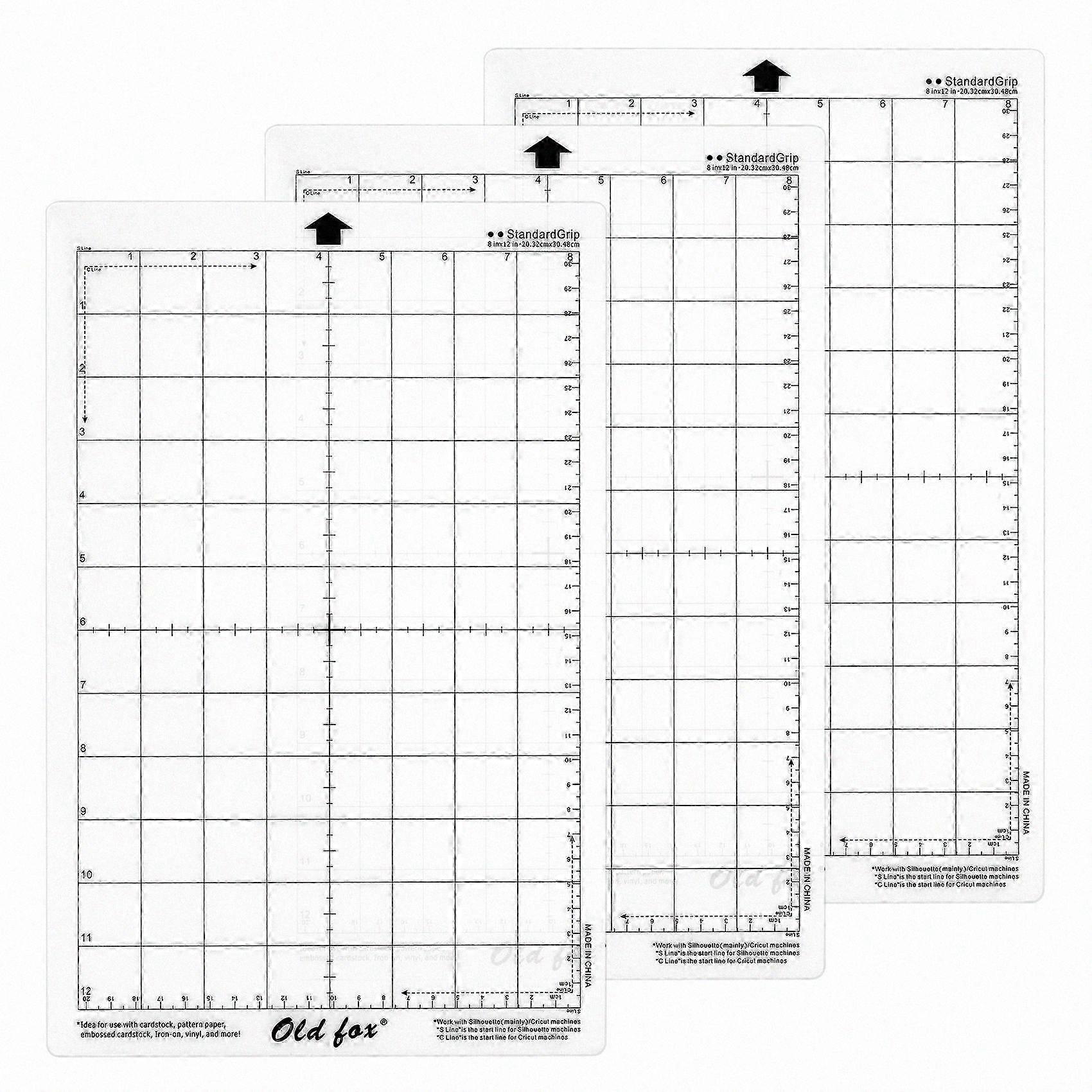 3Pcs Replacement Cutting Mat Adhesive Mat with Measuring Grid 8 By 12-Inch for Silhouette Cameo Exp