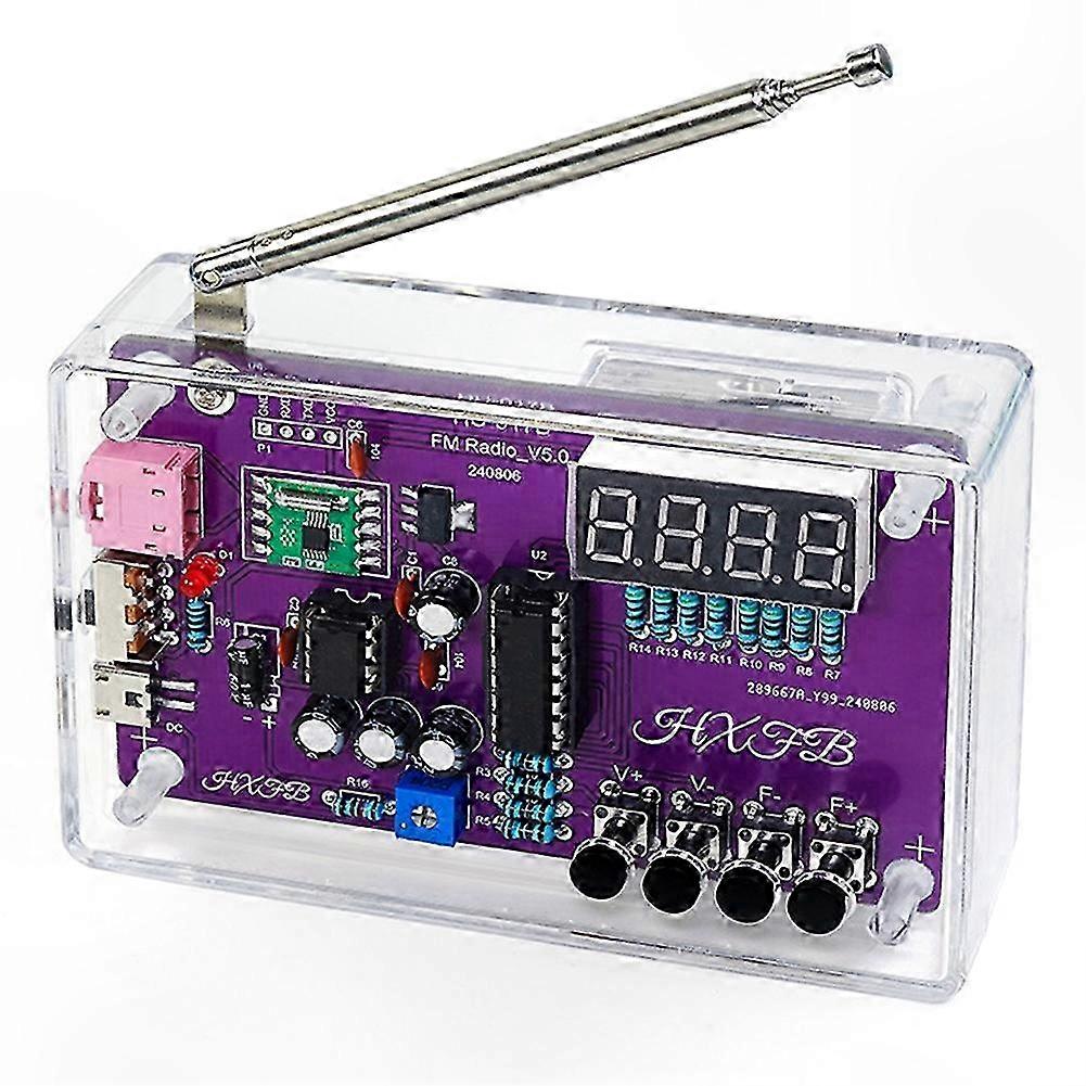 New -017B DIY FM Radio Electronic Kit Adjustable Frequency 87-108MHz Digital Display DIY Soldering Project Practice