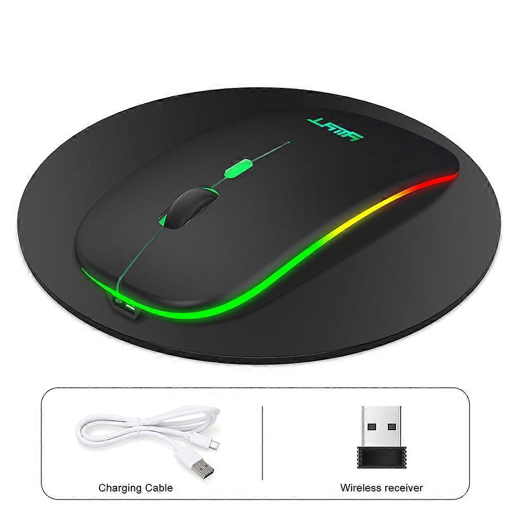 YWYT 2.4G Wireless Mouse Slim Rechargeable Mouse Quiet Operation 3 Adjustable Moving speed Levels Breathing Light, Silver