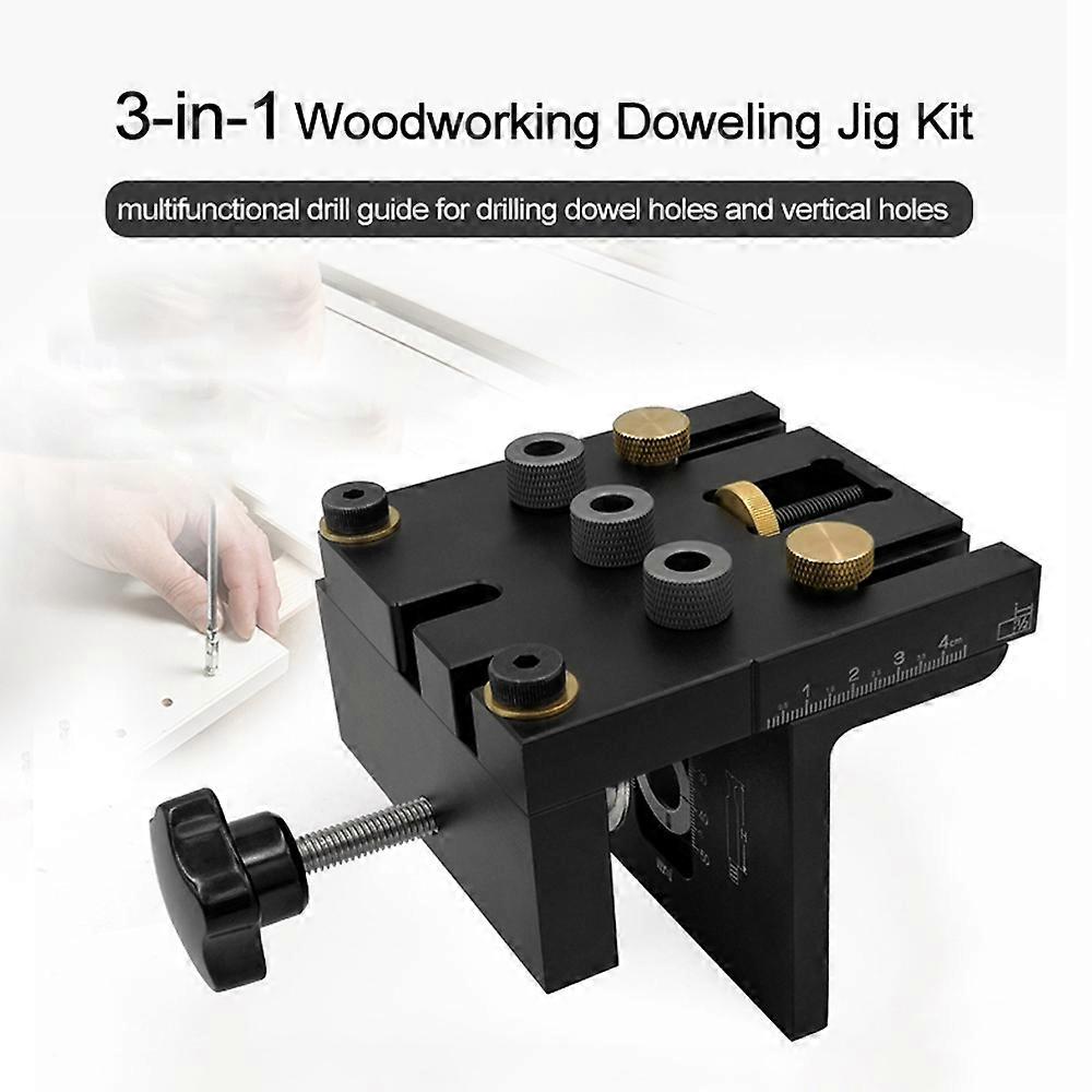 3-in-1 Woodworking Doweling Jig Kit with Positioning Clip Adjustable Drilling Guide Puncher Locator Carpentry Tools