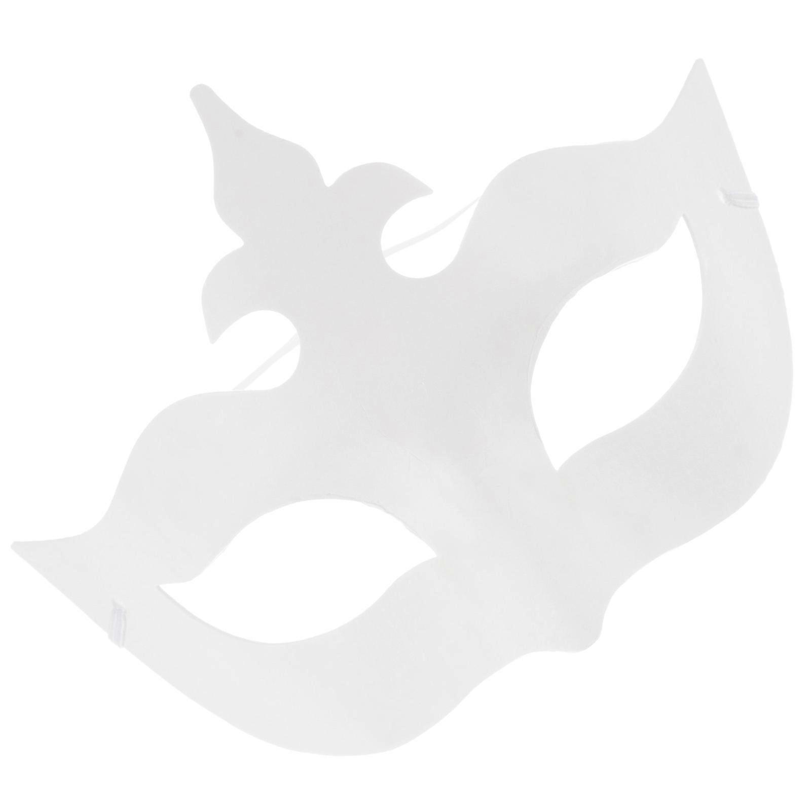 Paper Masks Crown Design Half Face Masks White Paper Pulp for Masquerade Ball 6Pcs