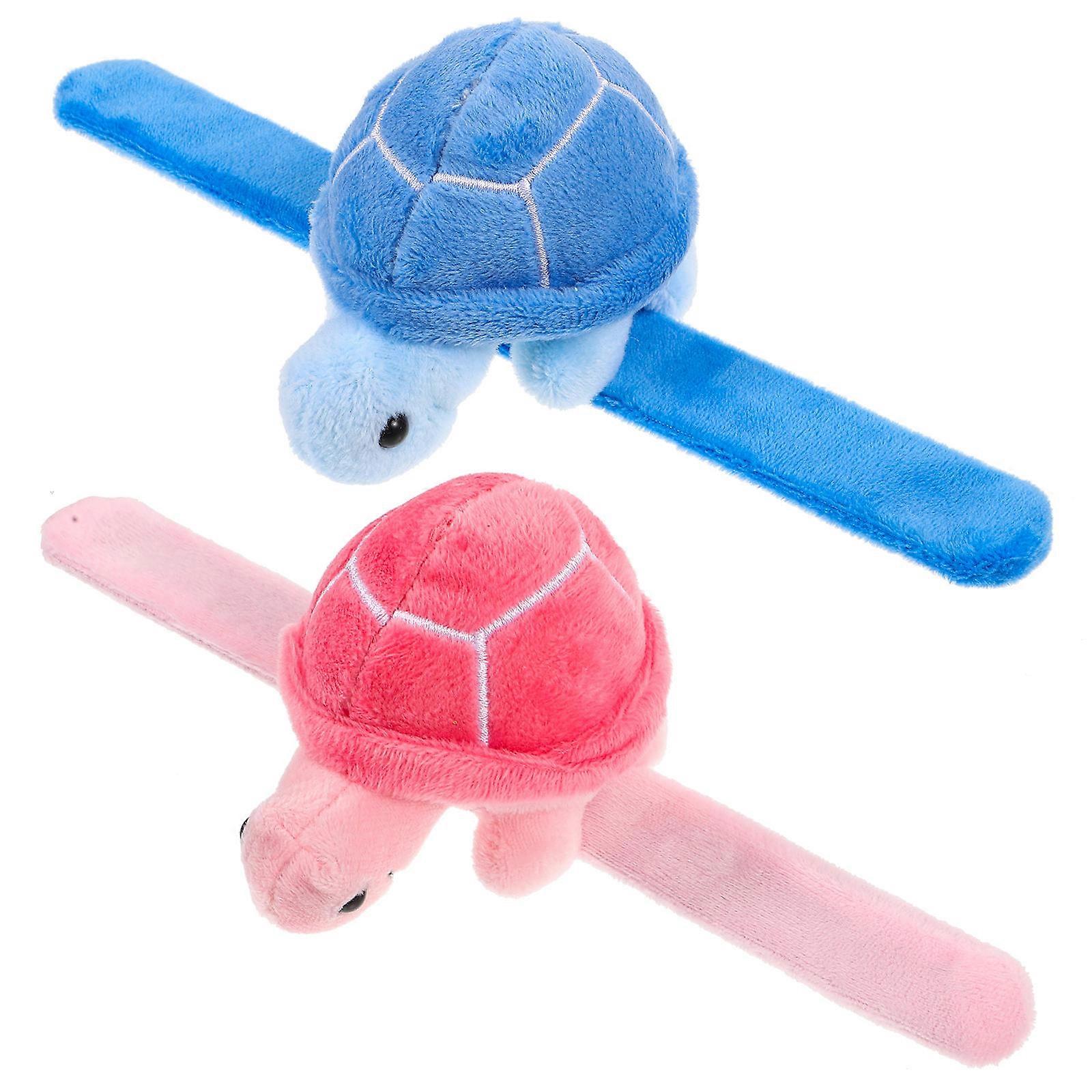 Plush Animal Snap Bracelet Tortoise Shape Party Favor Assorted Color for 2Pcs