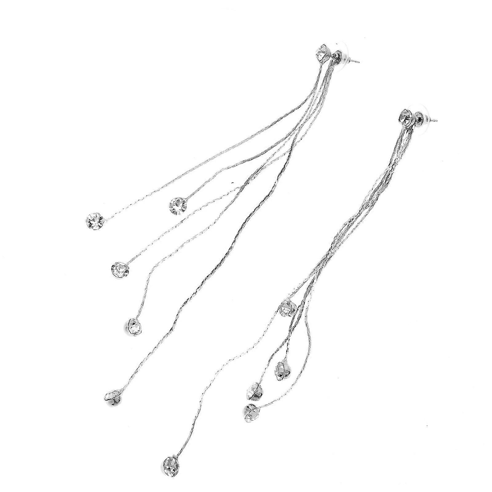 Elegant Rhinestone Tassel Earrings, Material with Safe