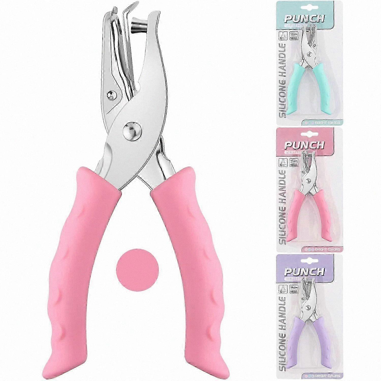 Soft-Handled Metal Punch for Crafting, Scrapbooking, and Labeling Projects (Pink)