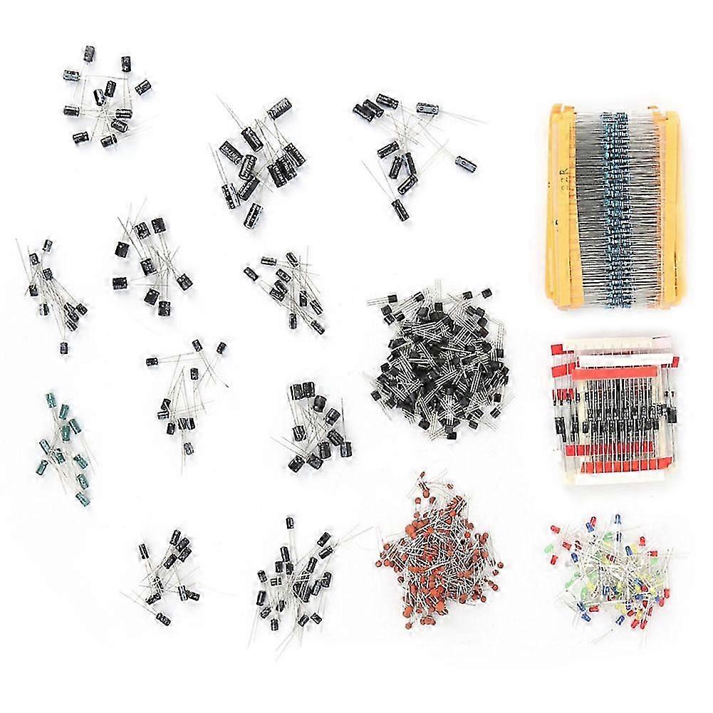 1390PCS Resistor Electrolytic Capacitor LED Diode Transistor Ceramic Capacitor Kit