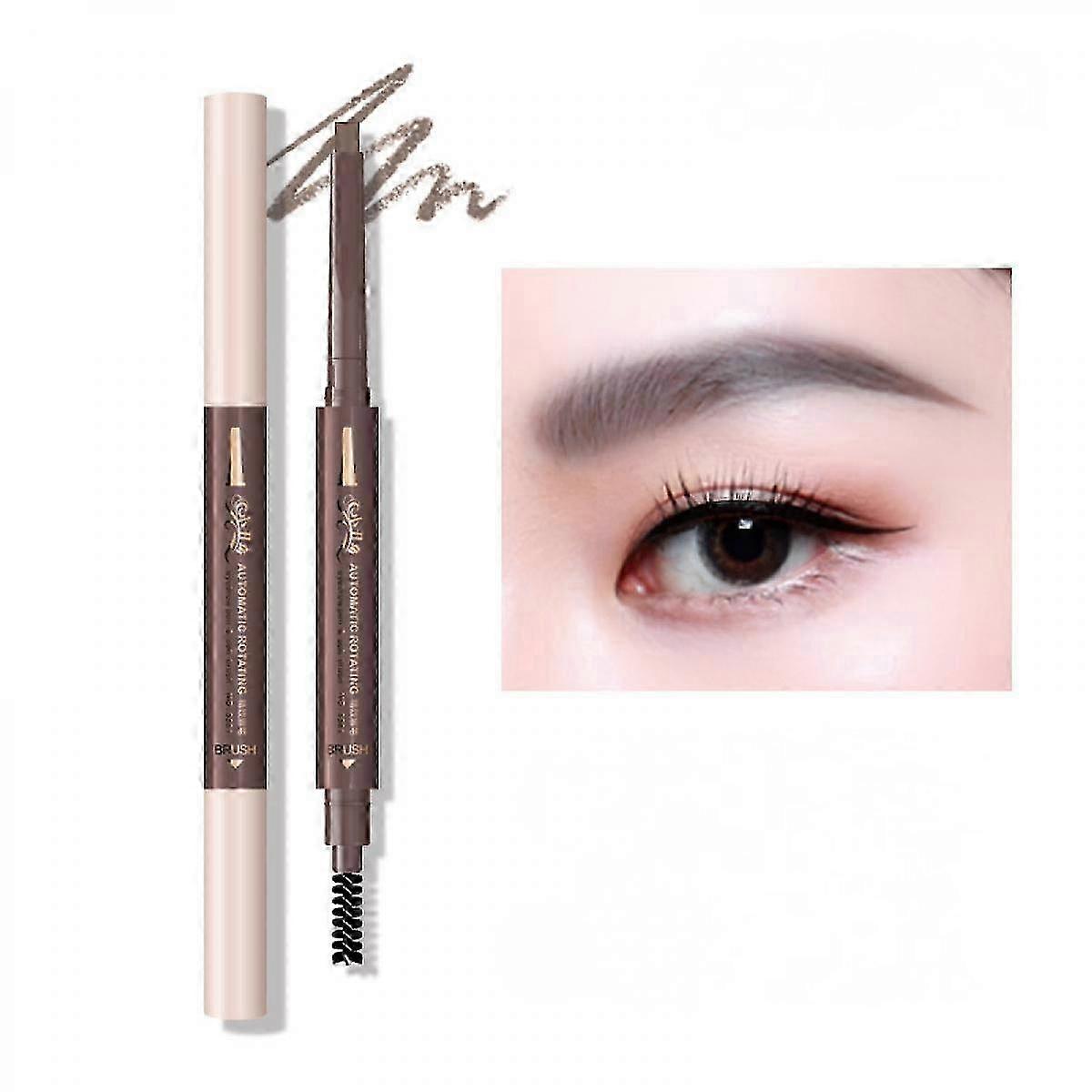 Double-headed ultra-fine eyebrow pencil, auto-rotating eyebrow pencil, durable, waterproof, sweat-proof