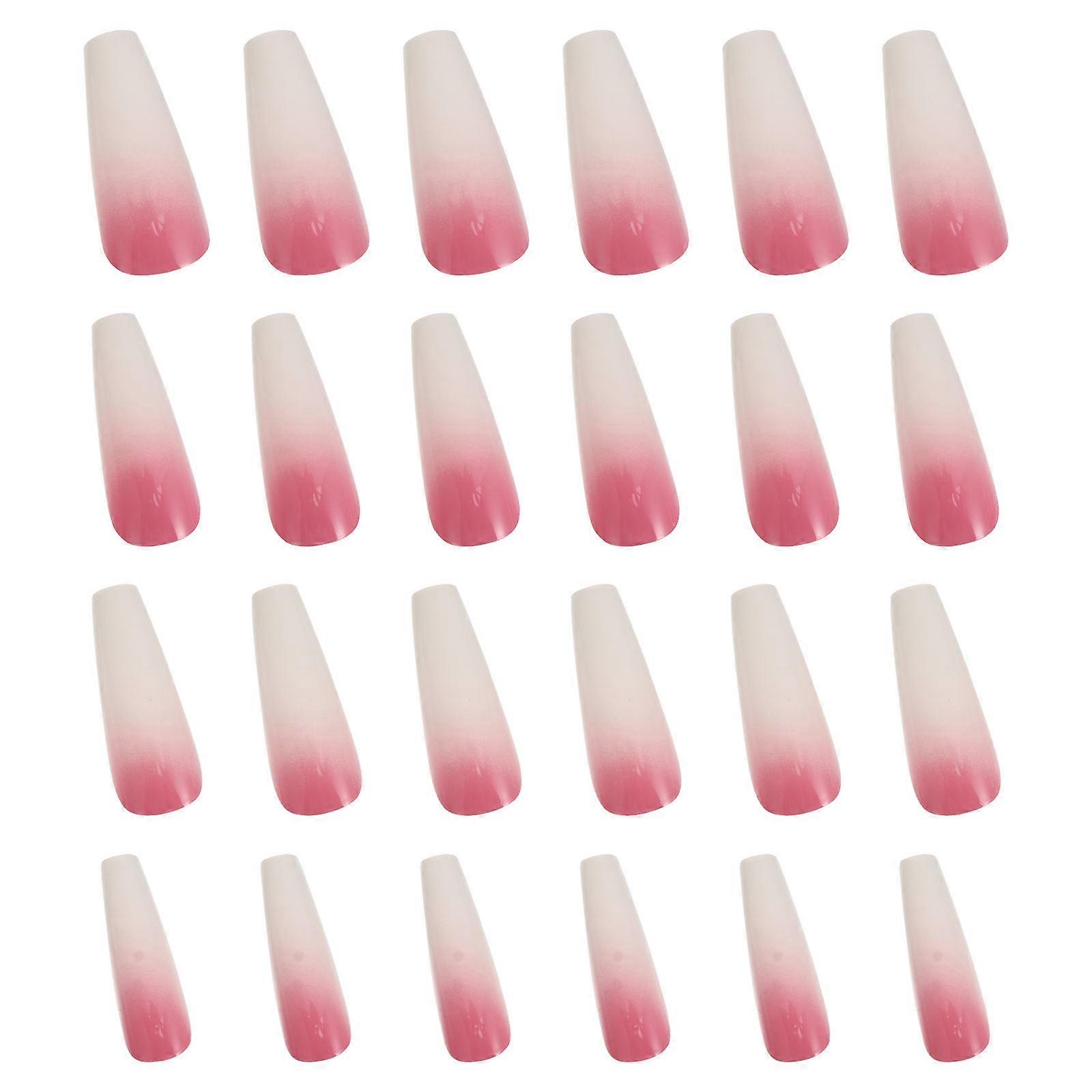 24pcs Gradient Color Press On Nails with Plastic Material for Nail Art and Salon Use Pink