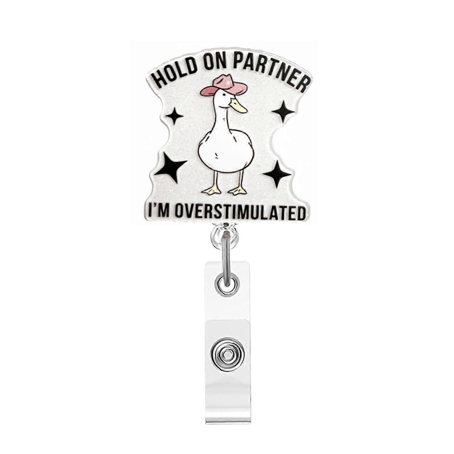 Badge Reel For ID Cards, Retractable, Acrylic Duck Design, Alligator Clip, Fits Standard Cards, Duck Design