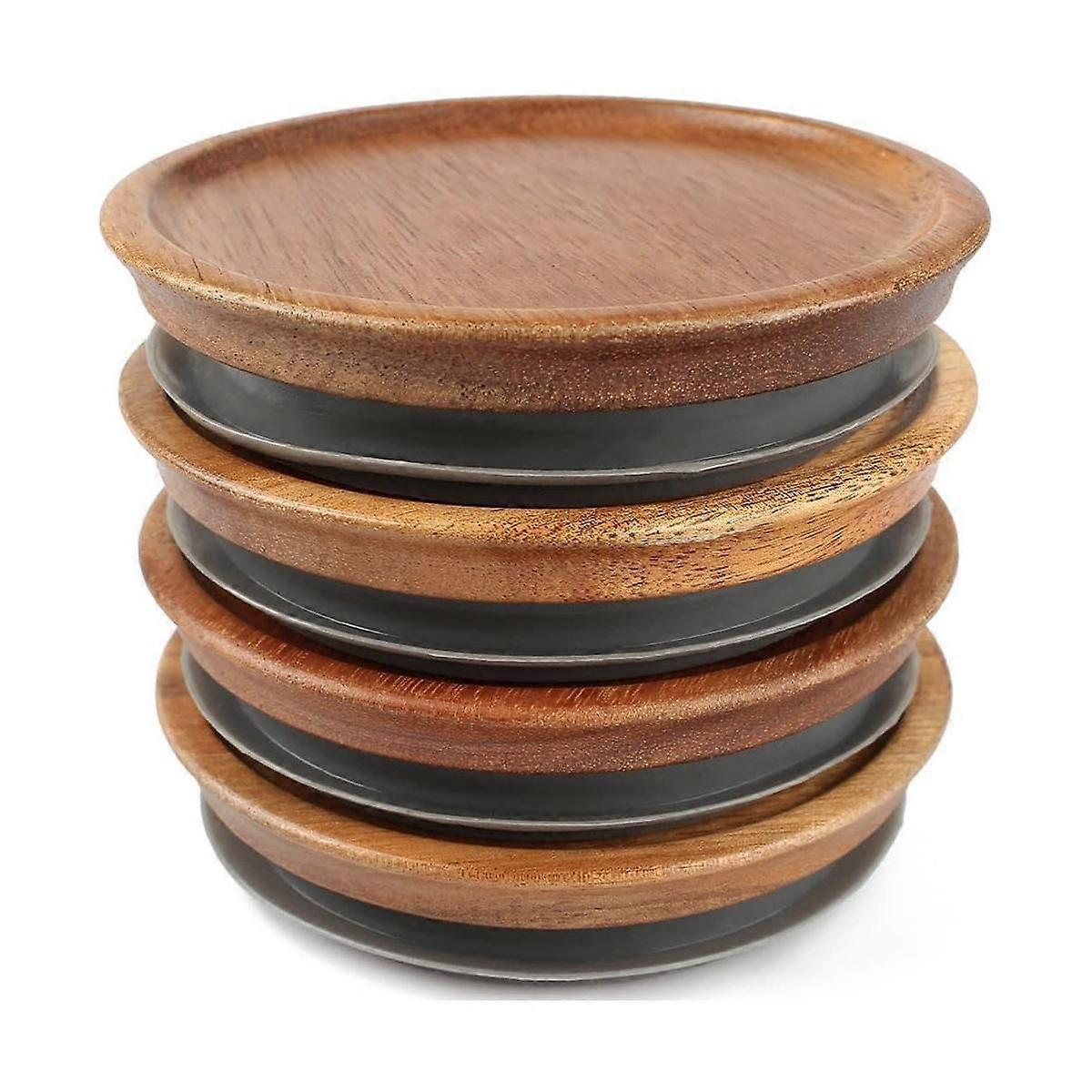 Regular Mouth Jar Lids,Wooden Jar Tops,Canning Lids with Airtight Silicone Seal for Regular Mouth J
