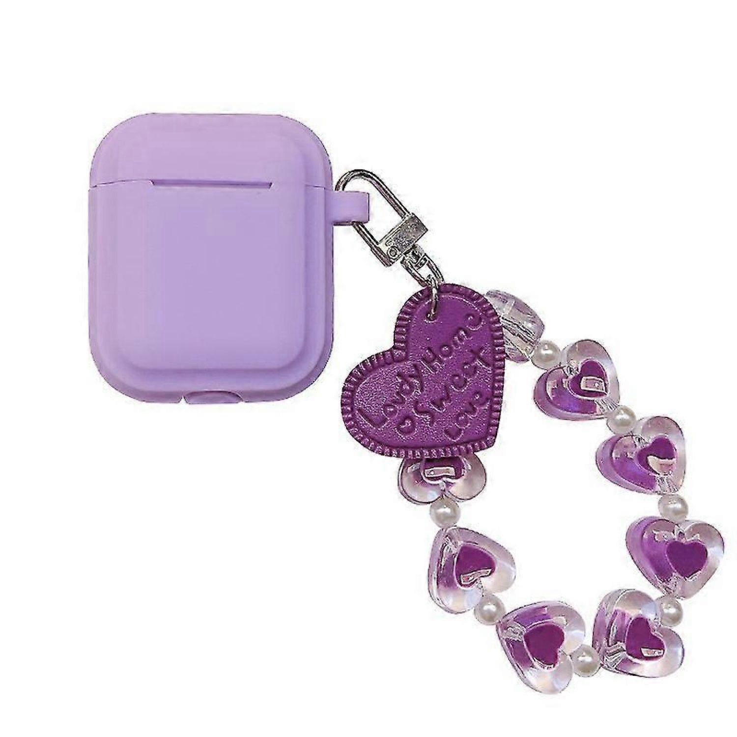 Headphone case earbud storage box wireless headphone case with chain, purple -HK908