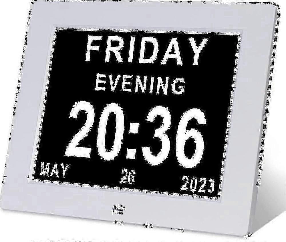 Large Digital Calendar Clock for Seniors with Day/Date, 7" Display & Custom Alarms - 2024 Model