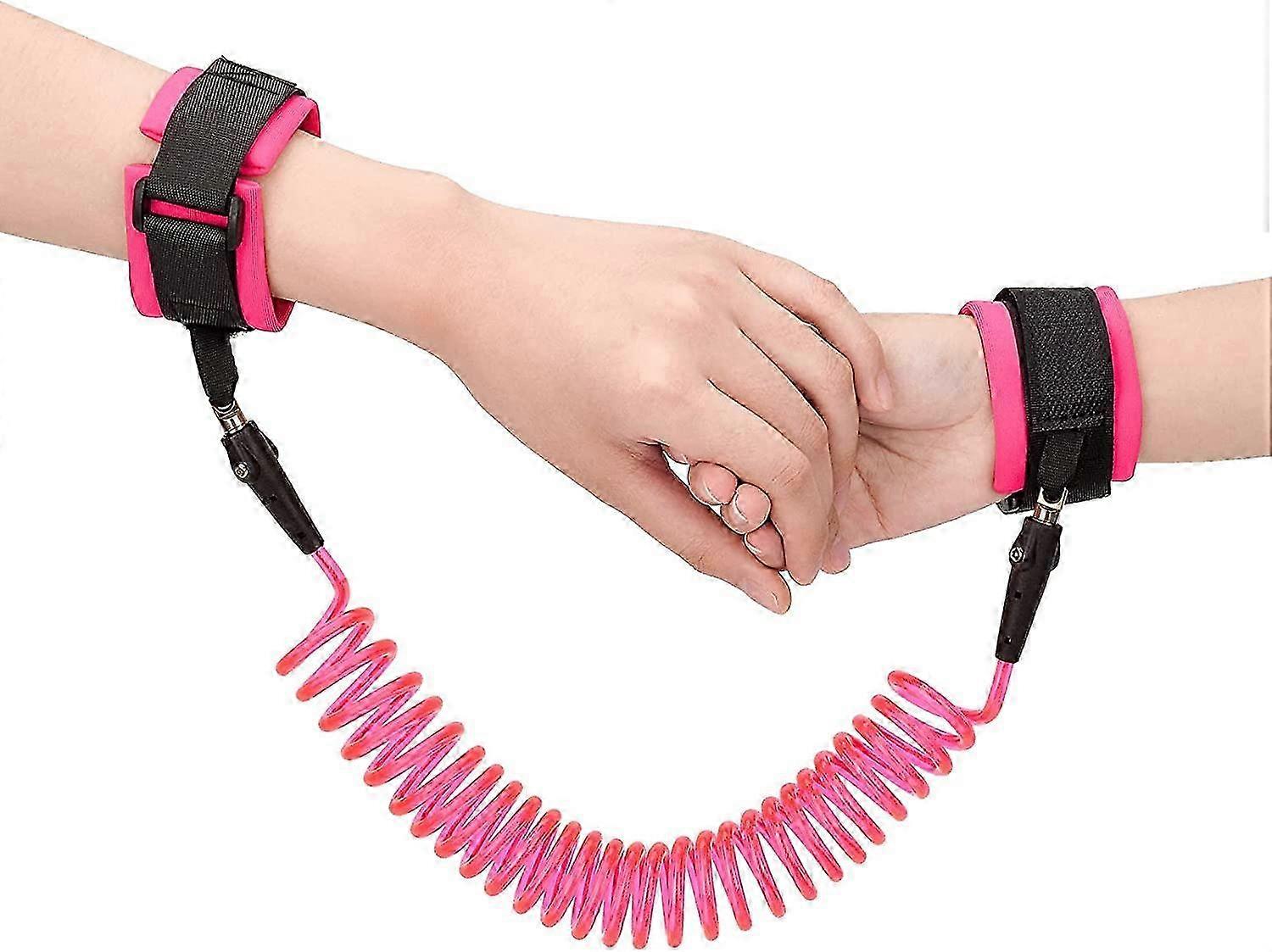 2.5M Anti Lost Wrist Link Belt Baby Toddler Reins Safety Leash Wristband 360Rotate Security Elastic Wire Rope Walking Hand Belt Harness(Pink)