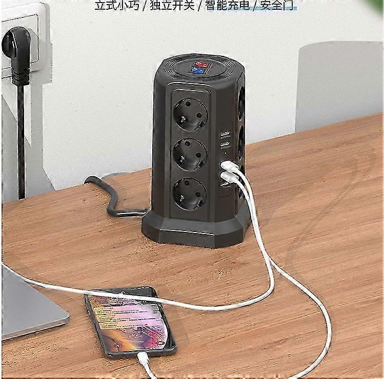 2025 Household European standard socket usb3 layer 12 socket European standard black