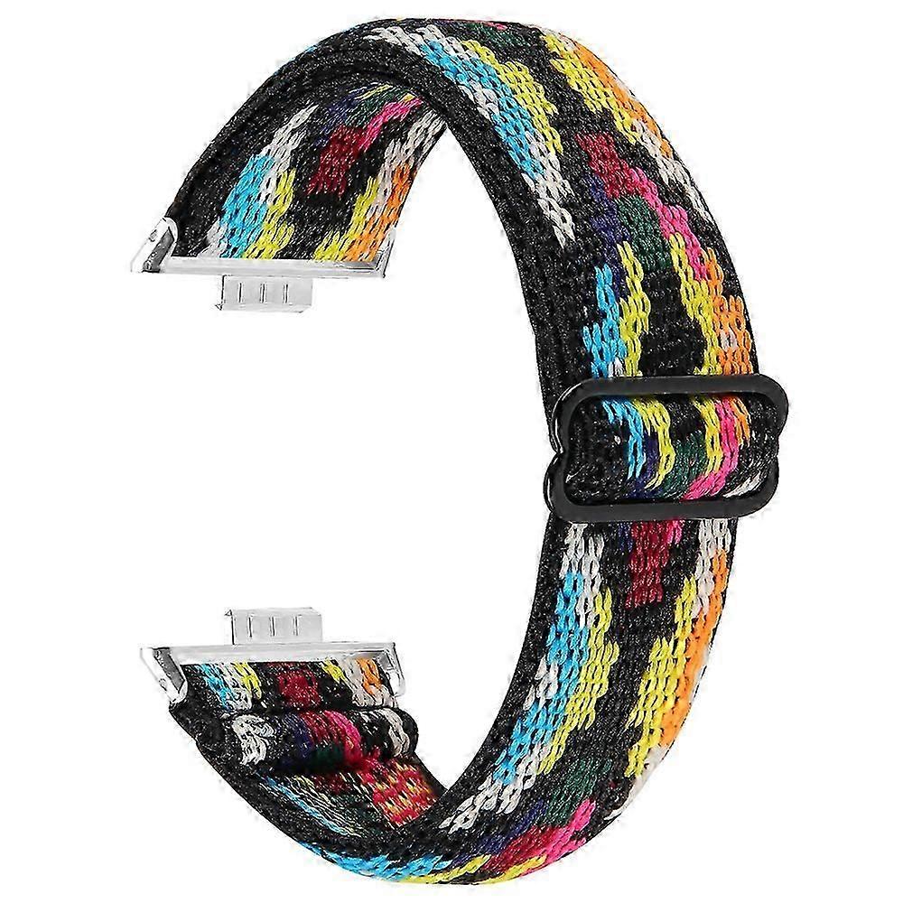 Type O For Huawei Watch Fit 3 Nylon Watch Strap Pattern Print Adjustable Elastic Wrist Band