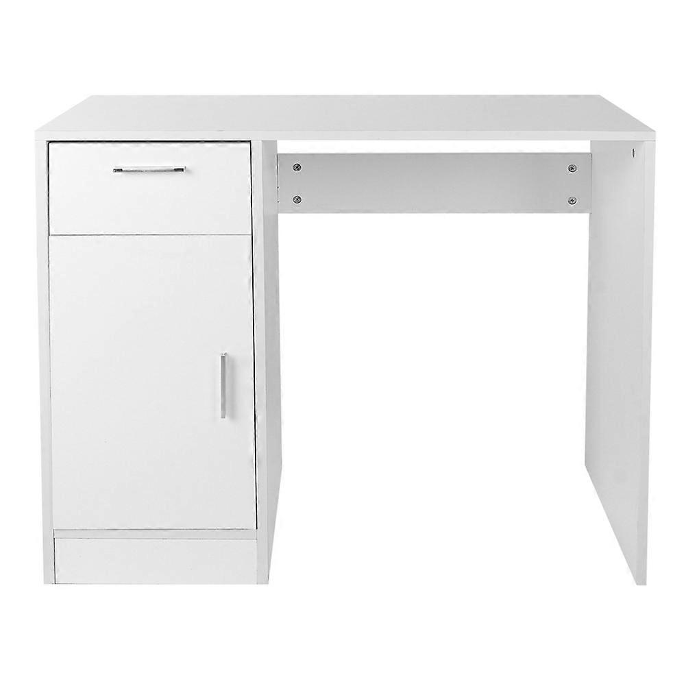 Compact 1 Drawer 1 Door PC Desk Table Workstation White 21100g