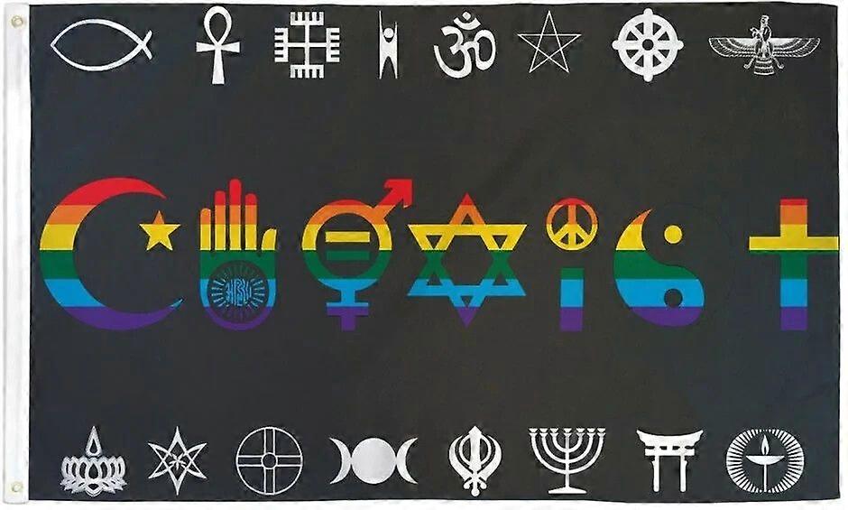 Coexist Rainbow Poly Flag Inclusivity Pride Flag LGBTQ Community Flag Pattern A 233