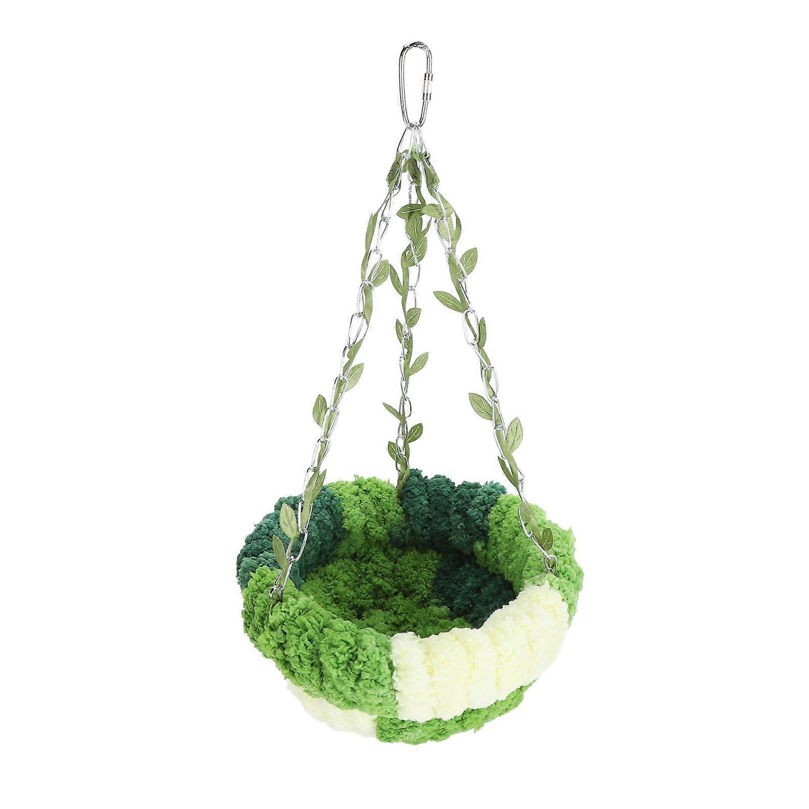 Parrot Hammock Bed Comfortable Soft Coral Fleece Hanging Bird Sleeping Nest for Cage Green Large Hammock (17x32cm / 6.69x12.60in)