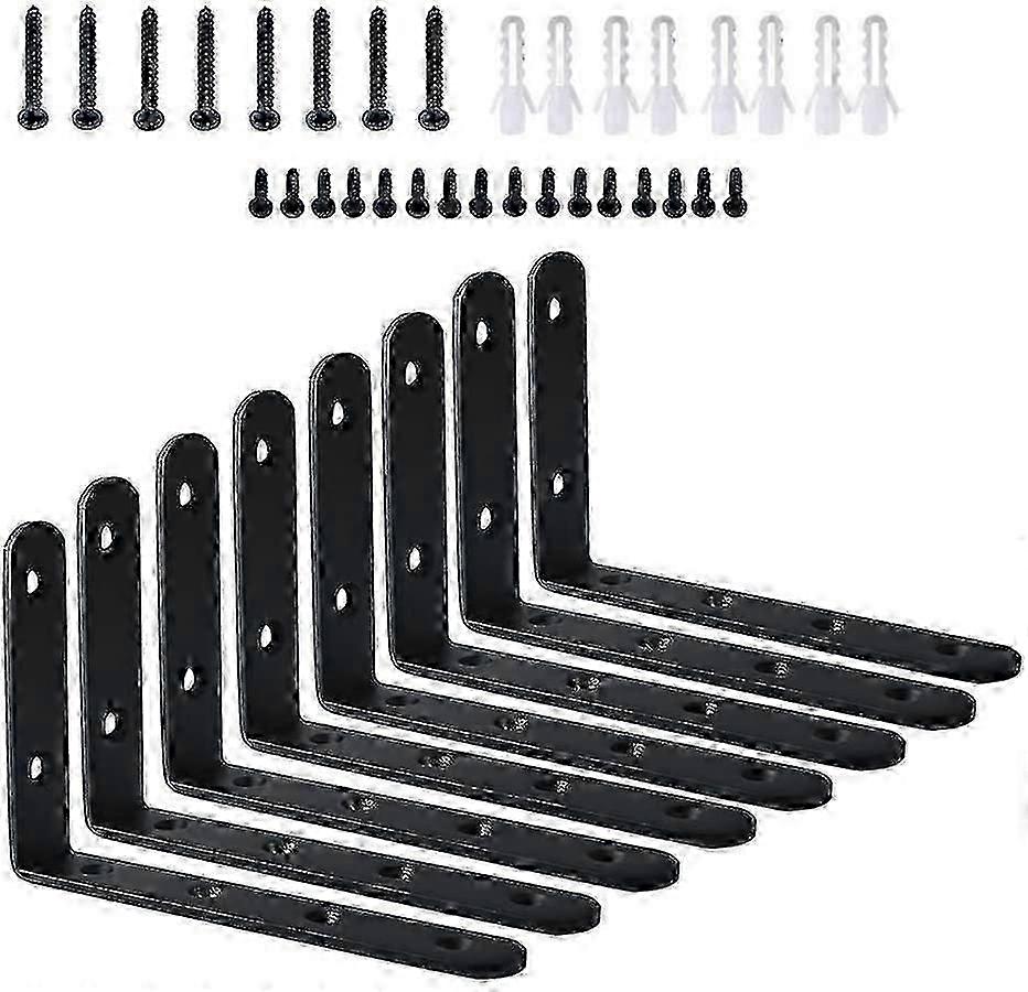 8 Pcs L Right Angle Brackets Black Stainless Steel