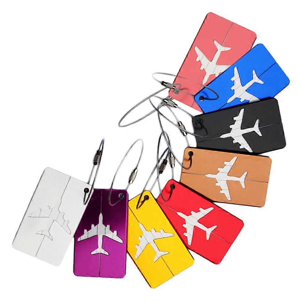 Luggage Tag Aluminum Airplane Pattern for Airport Use 8Pcs Baggage Name Holder